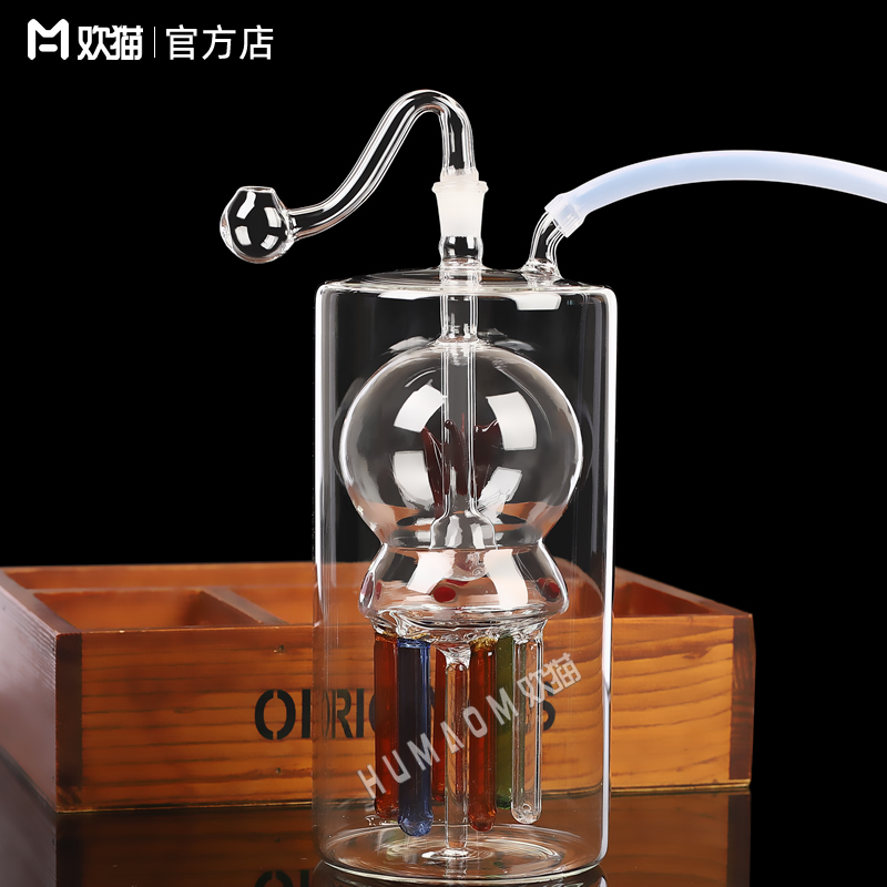 上圆花下多爪玻璃水烟壶